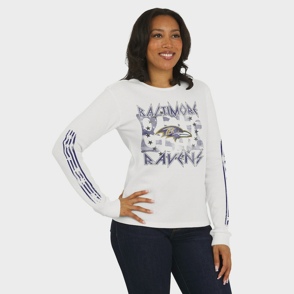 Baltimore Ravens  WEAR by Erin Andrews Women's Graphic Waffle Long-Sleeve T-Shirt