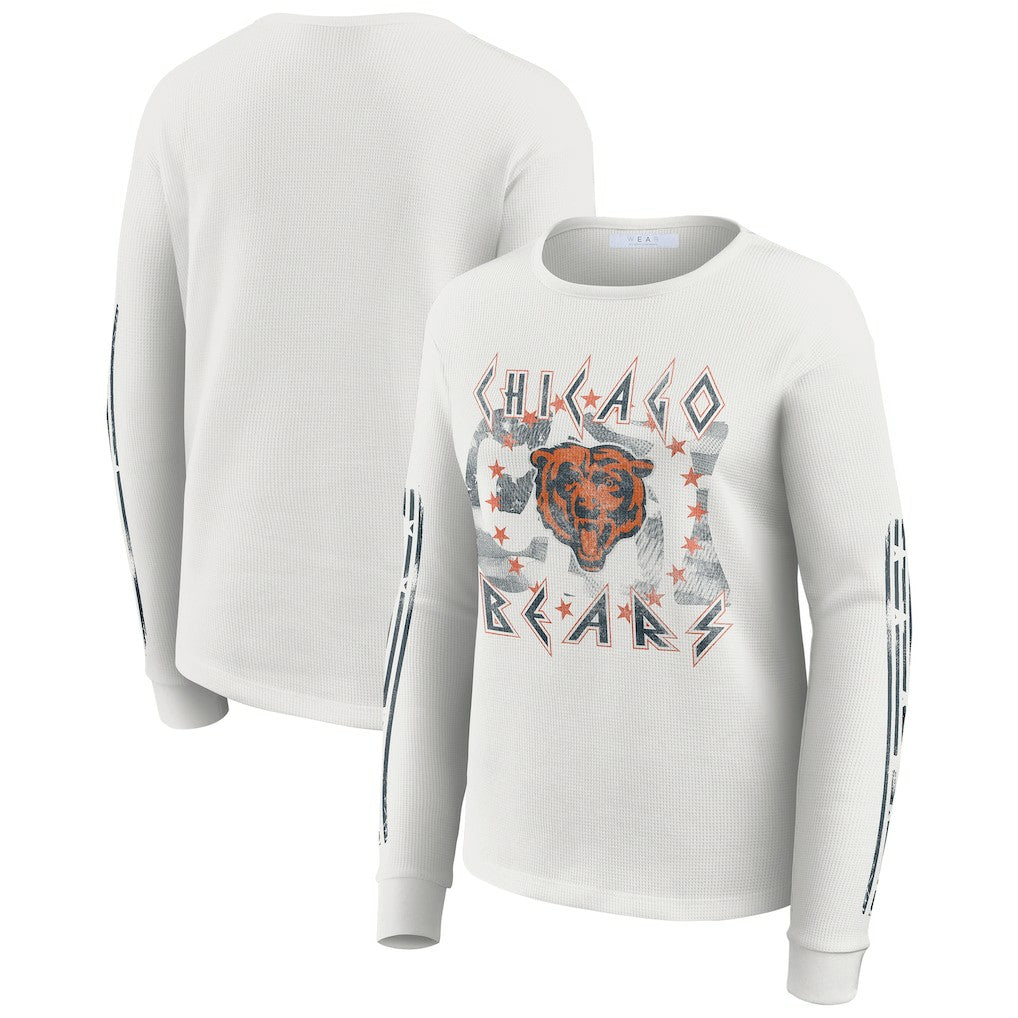 Chicago Bears  WEAR by Erin Andrews Women's Graphic Waffle Long-Sleeve T-Shirt