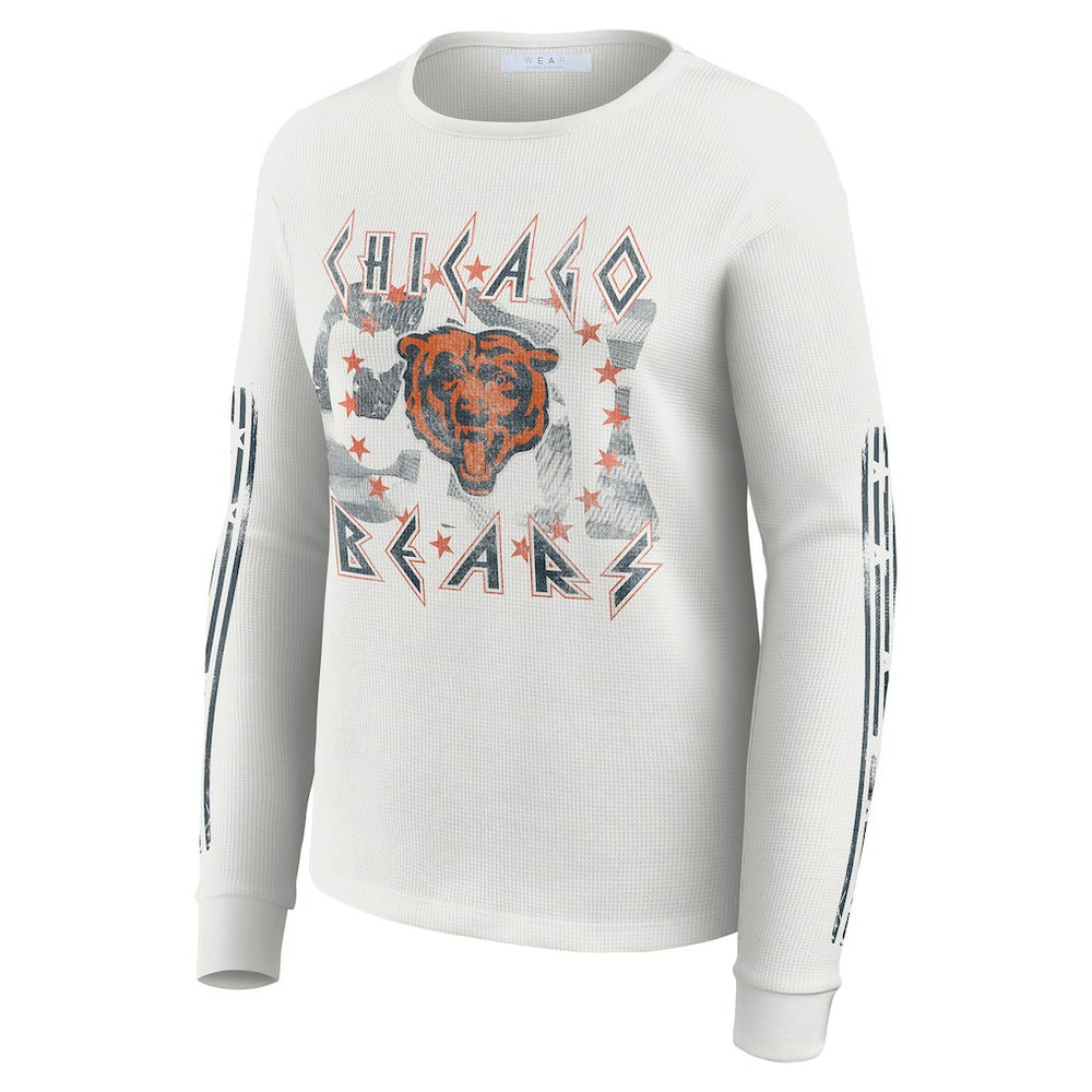 Chicago Bears  WEAR by Erin Andrews Women's Graphic Waffle Long-Sleeve T-Shirt