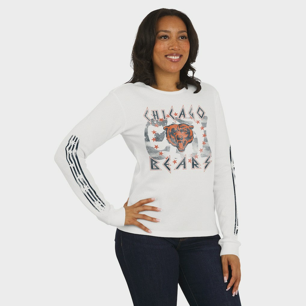 Chicago Bears  WEAR by Erin Andrews Women's Graphic Waffle Long-Sleeve T-Shirt