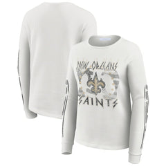 New Orleans Saints  WEAR by Erin Andrews Women's Graphic Waffle Long-Sleeve T-Shirt