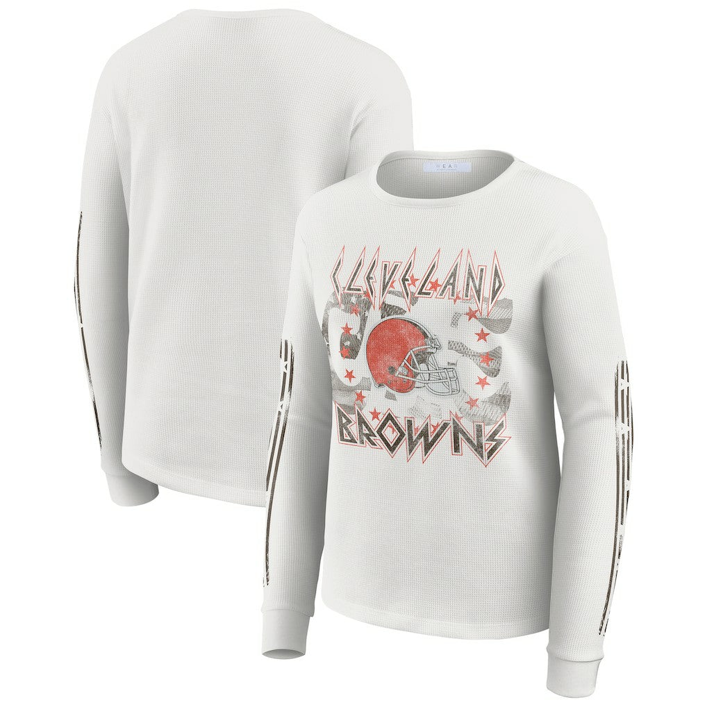 Cleveland Browns  WEAR by Erin Andrews Women's Graphic Waffle Long-Sleeve T-Shirt