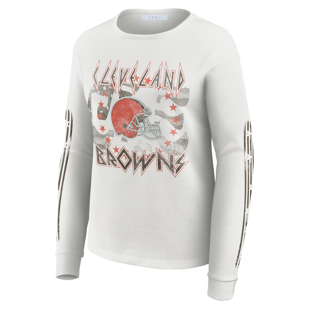 Cleveland Browns  WEAR by Erin Andrews Women's Graphic Waffle Long-Sleeve T-Shirt