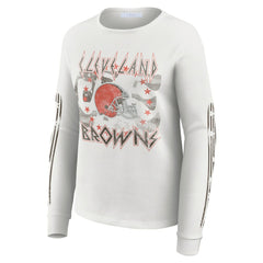 Cleveland Browns  WEAR by Erin Andrews Women's Graphic Waffle Long-Sleeve T-Shirt
