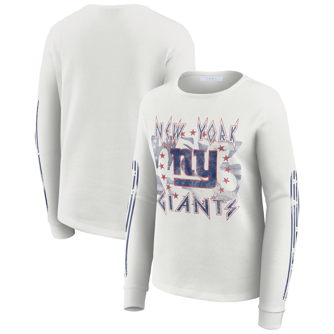 New York Giants  WEAR by Erin Andrews Women's Graphic Waffle Long-Sleeve T-Shirt