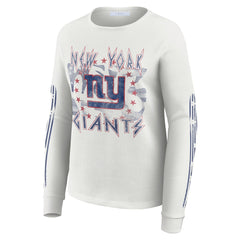 New York Giants  WEAR by Erin Andrews Women's Graphic Waffle Long-Sleeve T-Shirt