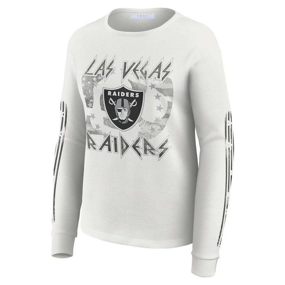 Las Vegas Raiders  WEAR by Erin Andrews Women's Graphic Waffle Long-Sleeve T-Shirt
