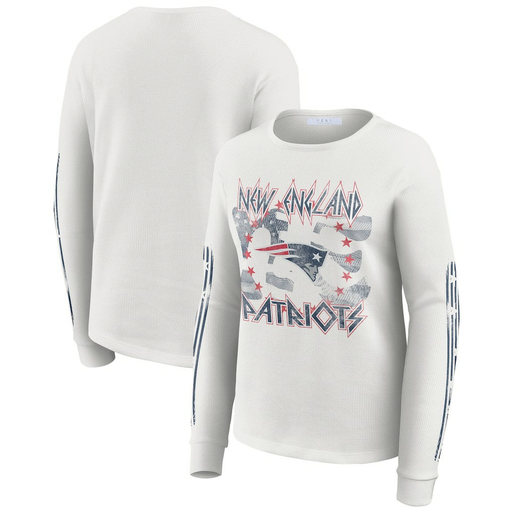 New England Patriots  WEAR by Erin Andrews Women's Graphic Waffle Long-Sleeve T-Shirt