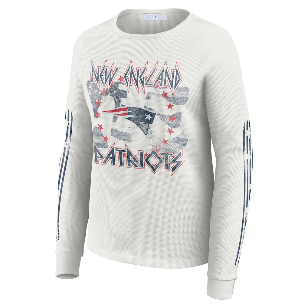 New England Patriots  WEAR by Erin Andrews Women's Graphic Waffle Long-Sleeve T-Shirt