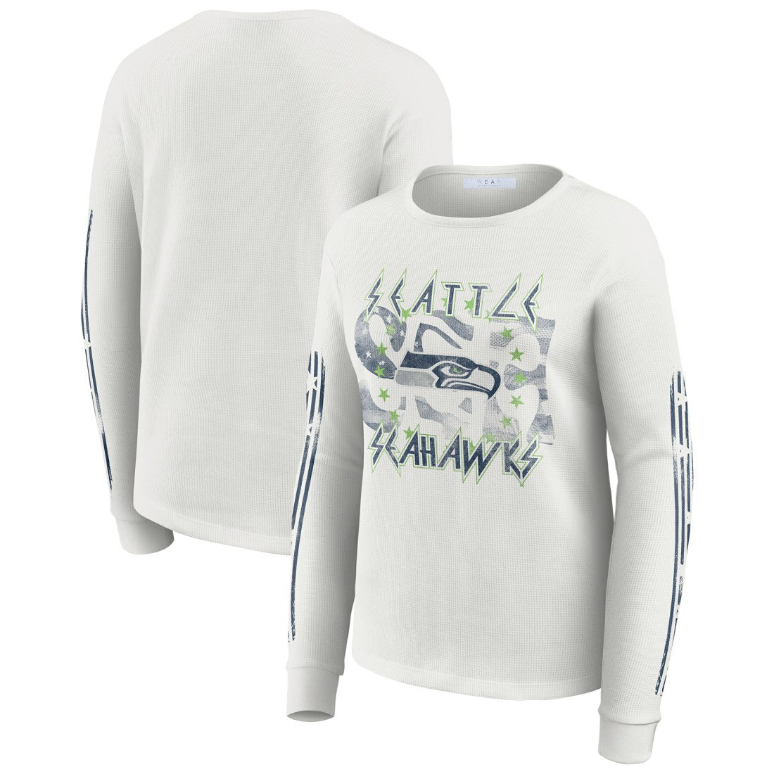 Seattle Seahawks  WEAR by Erin Andrews Women's Graphic Waffle Long-Sleeve T-Shirt