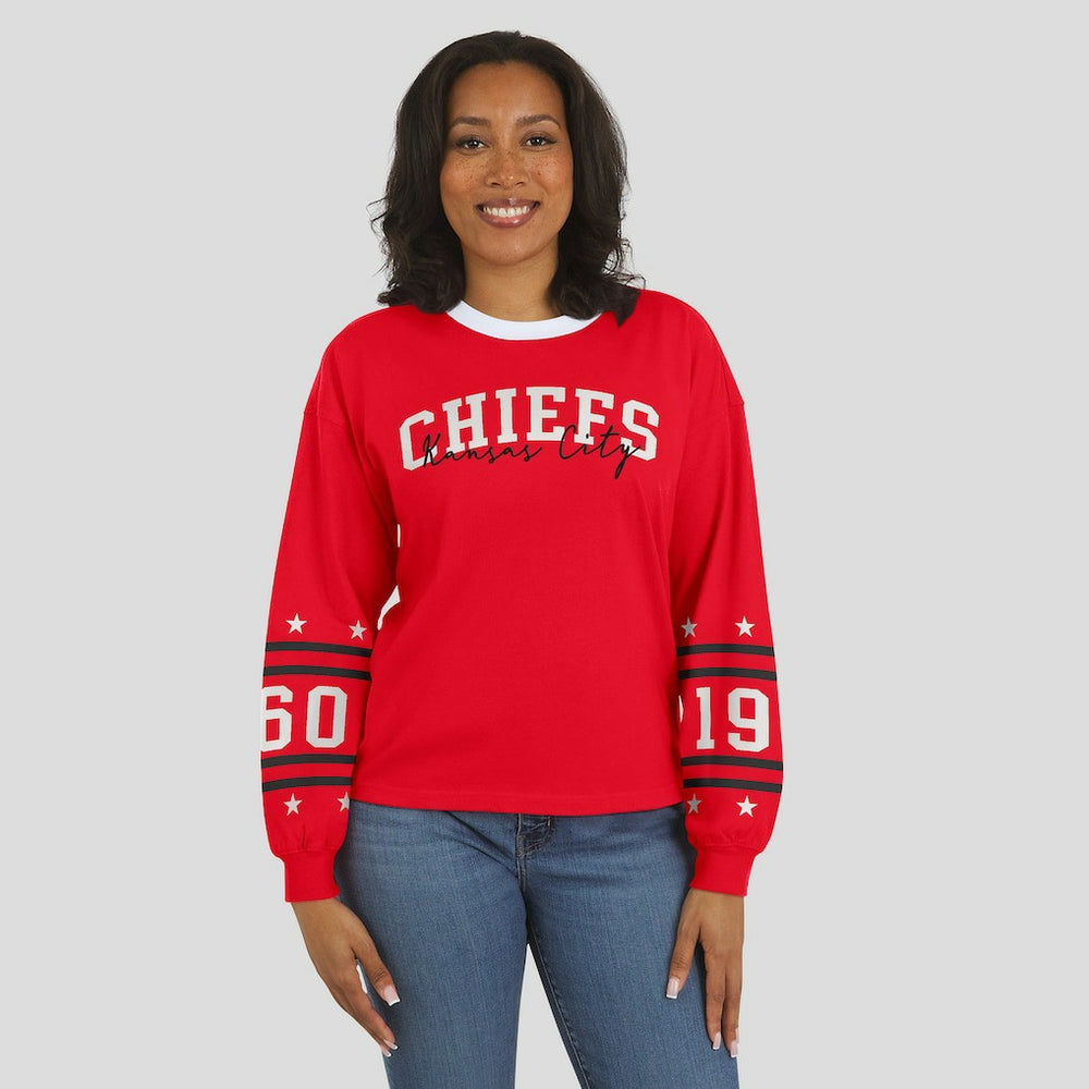 Kansas City Chiefs  WEAR by Erin Andrews Women's Sport Long-Sleeve T-Shirt