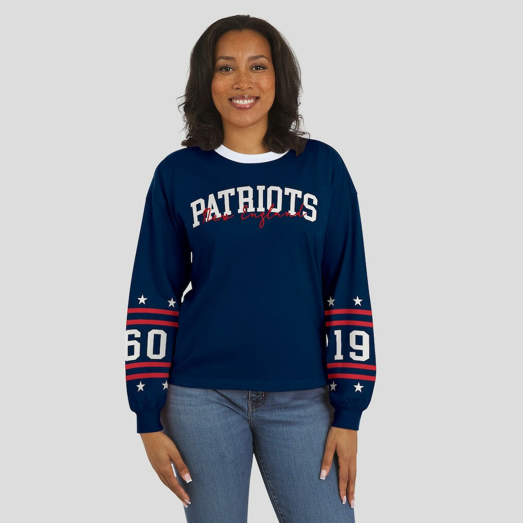 New England Patriots  WEAR by Erin Andrews Women's Sport Long-Sleeve T-Shirt