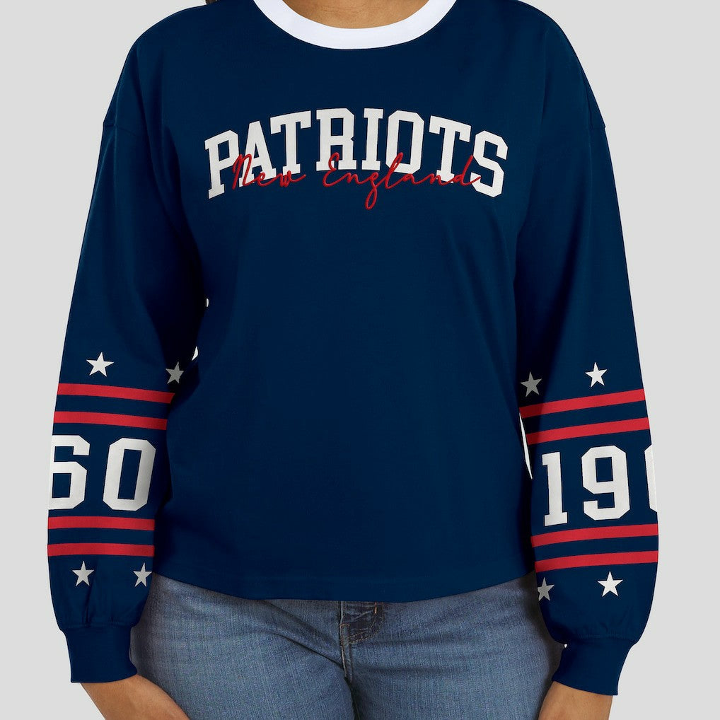 New England Patriots  WEAR by Erin Andrews Women's Sport Long-Sleeve T-Shirt