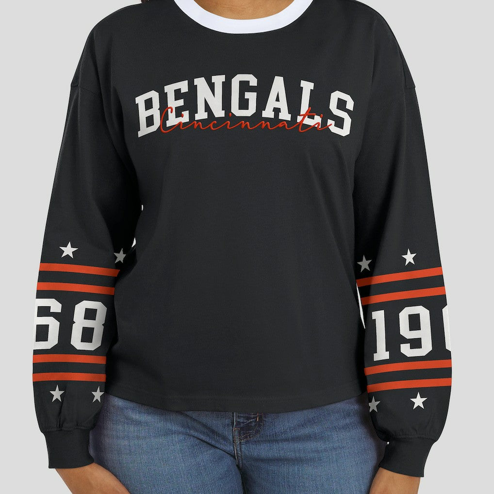Cincinnati Bengals  WEAR by Erin Andrews Women's Sport Long-Sleeve T-Shirt