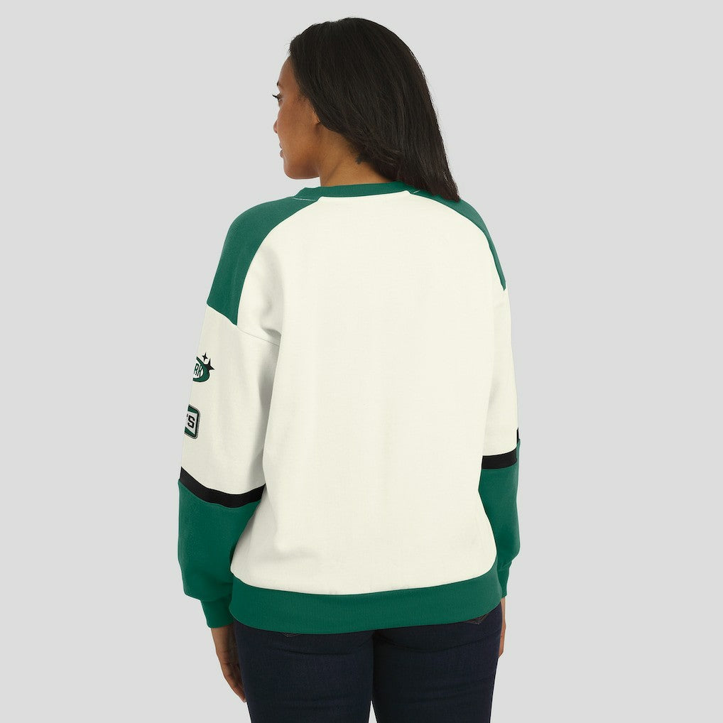 New York Jets  WEAR by Erin Andrews Women's Racing Crew V-Neck Sweatshirt