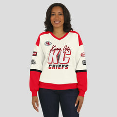 Kansas City Chiefs  WEAR by Erin Andrews Women's Racing Crew V-Neck Sweatshirt