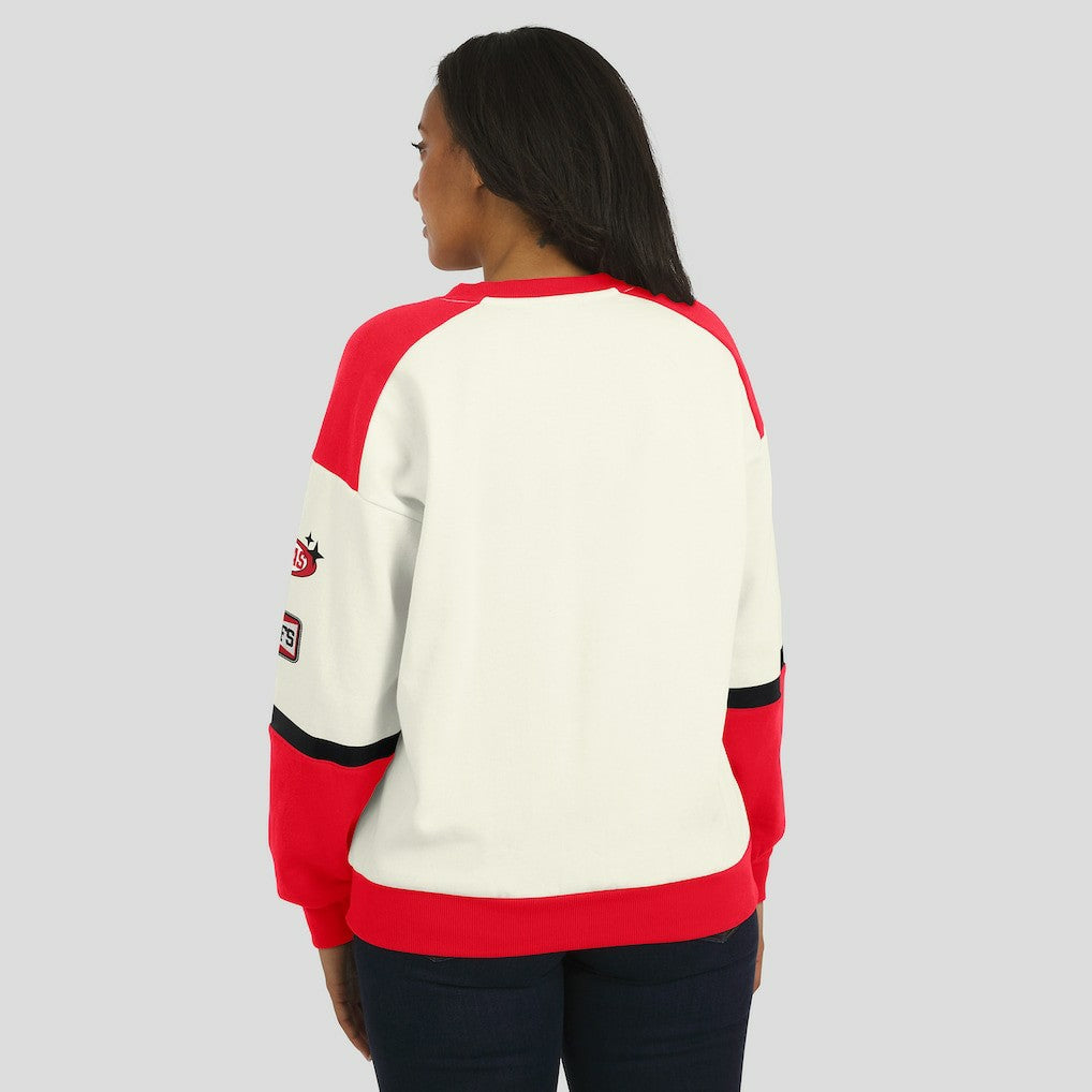 Kansas City Chiefs  WEAR by Erin Andrews Women's Racing Crew V-Neck Sweatshirt