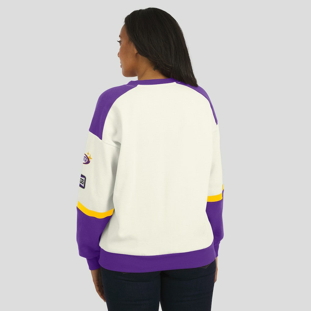 Minnesota Vikings  WEAR by Erin Andrews Women's Racing Crew V-Neck Sweatshirt