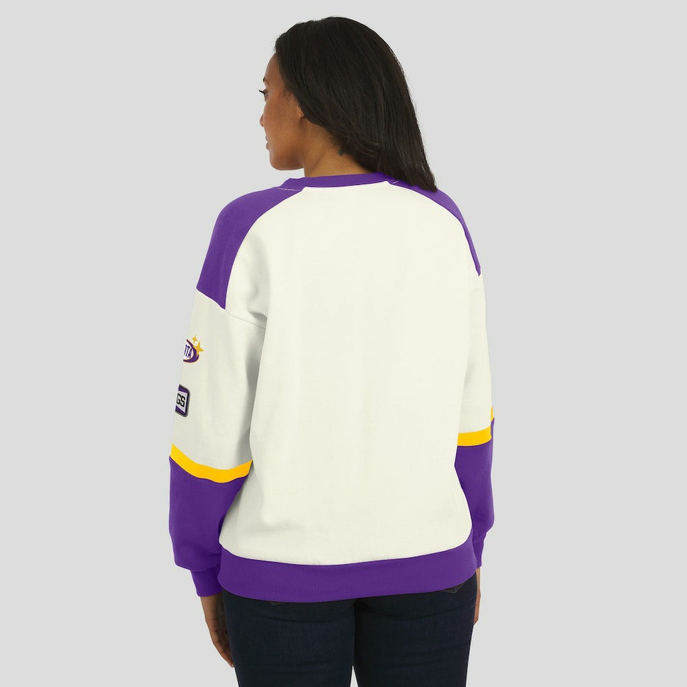 Minnesota Vikings  WEAR by Erin Andrews Women's Racing Crew V-Neck Sweatshirt