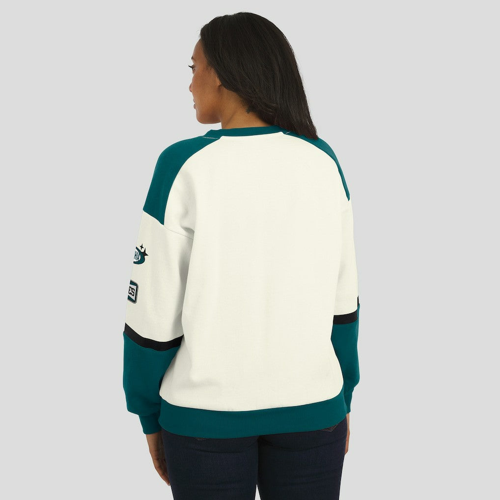 Philadelphia Eagles  WEAR by Erin Andrews Women's Racing Crew V-Neck Sweatshirt