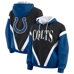 Indianapolis Colts  WEAR by Erin Andrews Women's Plus Size Retro Crinkle Full-Zip Hoodie Windbreaker Jacket