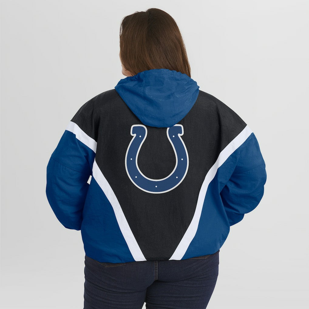 Indianapolis Colts  WEAR by Erin Andrews Women's Plus Size Retro Crinkle Full-Zip Hoodie Windbreaker Jacket