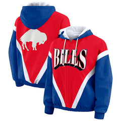 Buffalo Bills  WEAR by Erin Andrews Women's Plus Size Retro Crinkle Full-Zip Hoodie Windbreaker Jacket