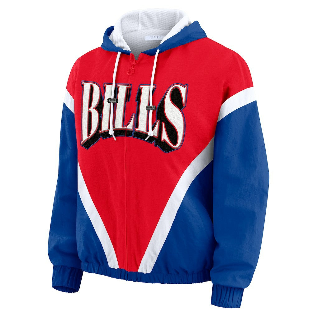 Buffalo Bills  WEAR by Erin Andrews Women's Plus Size Retro Crinkle Full-Zip Hoodie Windbreaker Jacket