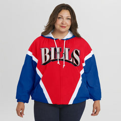 Buffalo Bills  WEAR by Erin Andrews Women's Plus Size Retro Crinkle Full-Zip Hoodie Windbreaker Jacket