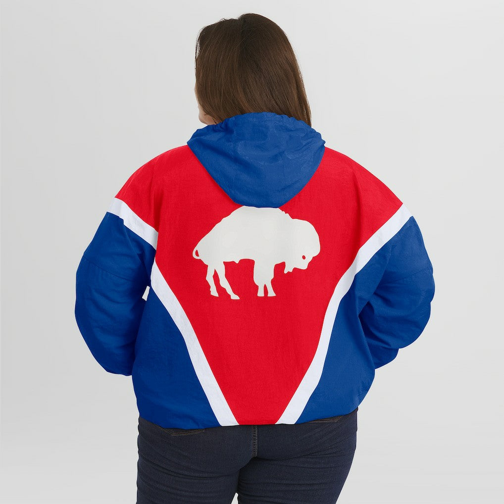 Buffalo Bills  WEAR by Erin Andrews Women's Plus Size Retro Crinkle Full-Zip Hoodie Windbreaker Jacket