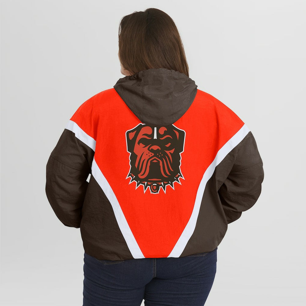 Cleveland Browns  WEAR by Erin Andrews Women's Plus Size Retro Crinkle Full-Zip Hoodie Windbreaker Jacket