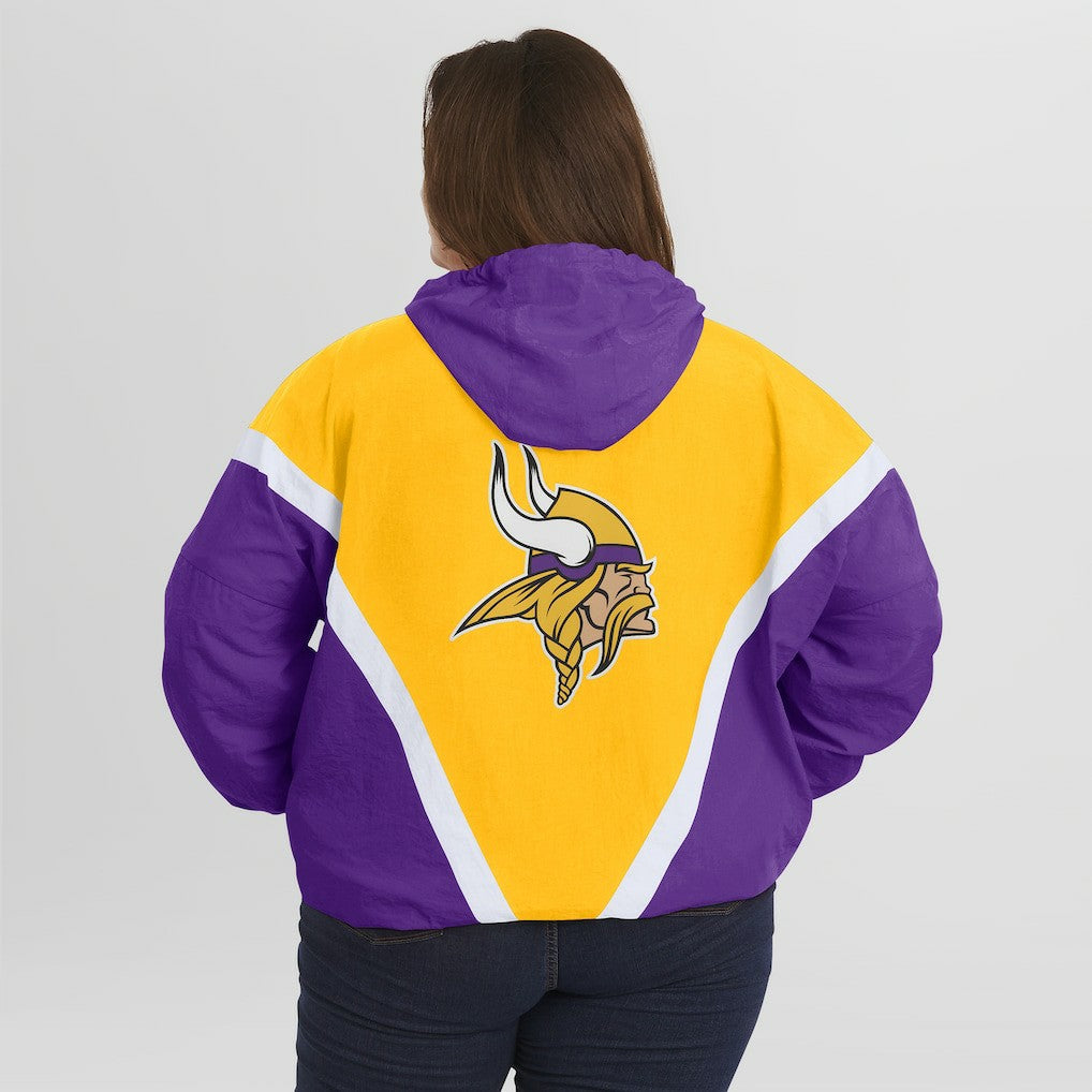 Minnesota Vikings  WEAR by Erin Andrews Women's Plus Size Retro Crinkle Full-Zip Hoodie Windbreaker Jacket