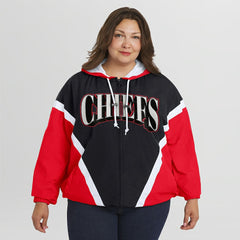 Kansas City Chiefs  WEAR by Erin Andrews Women's Plus Size Retro Crinkle Full-Zip Hoodie Windbreaker Jacket