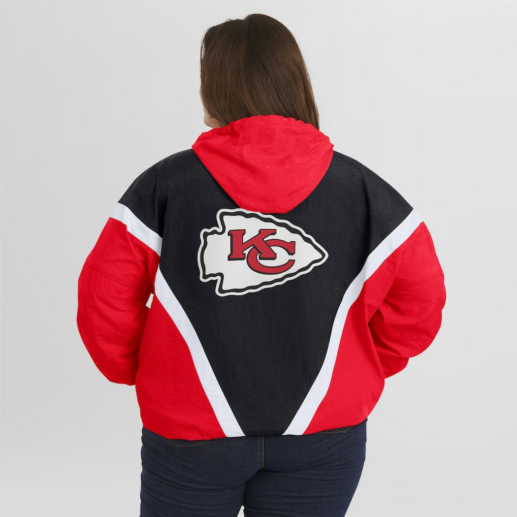 Kansas City Chiefs  WEAR by Erin Andrews Women's Plus Size Retro Crinkle Full-Zip Hoodie Windbreaker Jacket