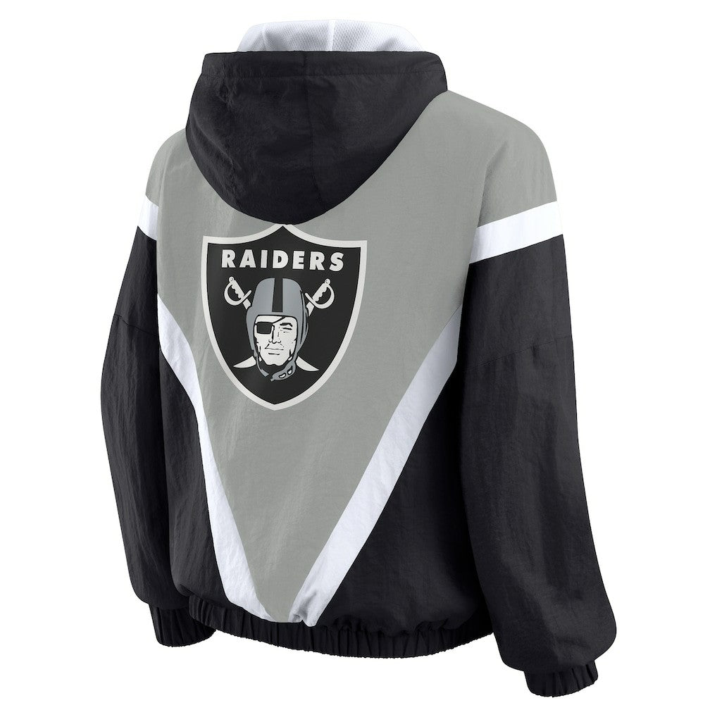 Las Vegas Raiders  WEAR by Erin Andrews Women's Plus Size Retro Crinkle Full-Zip Hoodie Windbreaker Jacket