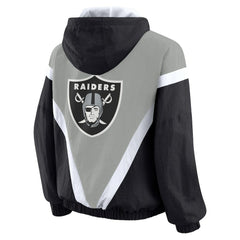 Las Vegas Raiders  WEAR by Erin Andrews Women's Plus Size Retro Crinkle Full-Zip Hoodie Windbreaker Jacket