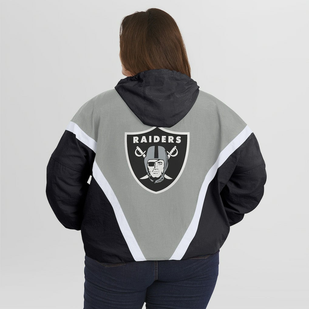 Las Vegas Raiders  WEAR by Erin Andrews Women's Plus Size Retro Crinkle Full-Zip Hoodie Windbreaker Jacket