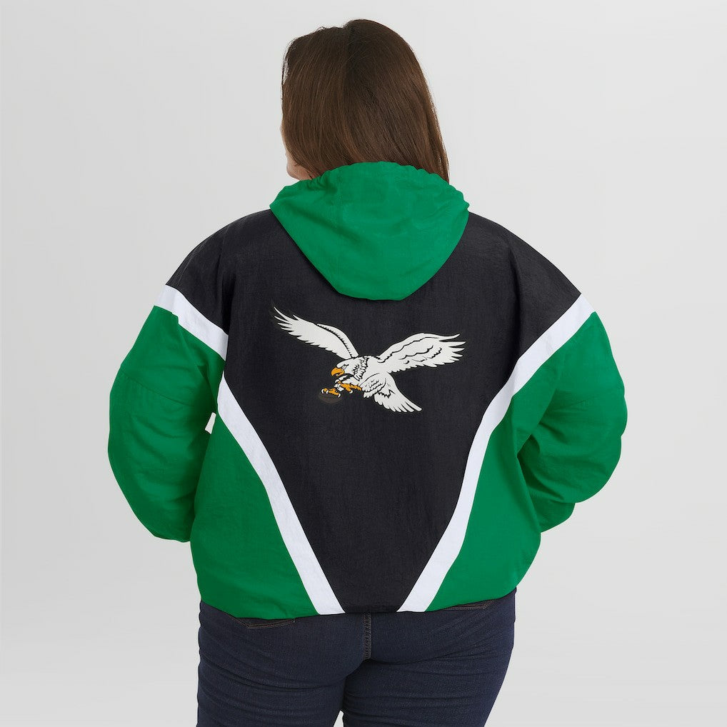 Philadelphia Eagles  WEAR by Erin Andrews Women's Plus Size Retro Crinkle Full-Zip Hoodie Windbreaker Jacket