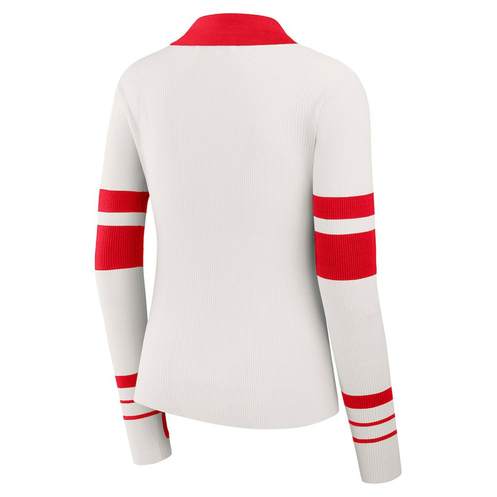 Kansas City Chiefs  WEAR by Erin Andrews Women's Ribbed Henley Polo Sweater