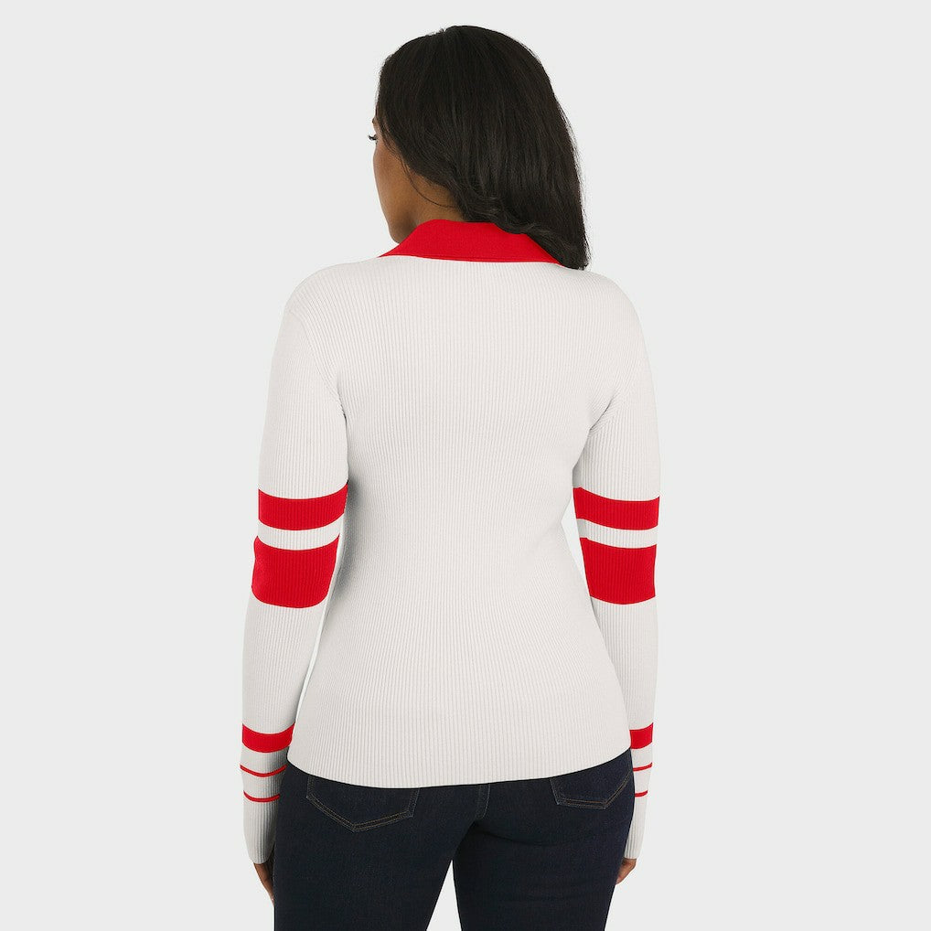 Kansas City Chiefs  WEAR by Erin Andrews Women's Ribbed Henley Polo Sweater