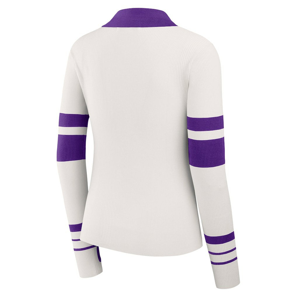 Minnesota Vikings  WEAR by Erin Andrews Women's Ribbed Henley Polo Sweater