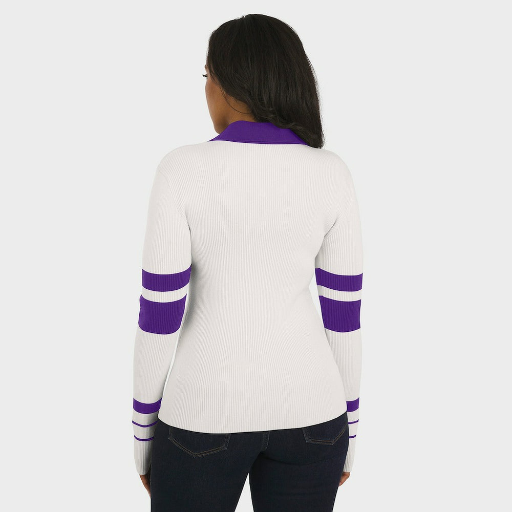 Minnesota Vikings  WEAR by Erin Andrews Women's Ribbed Henley Polo Sweater