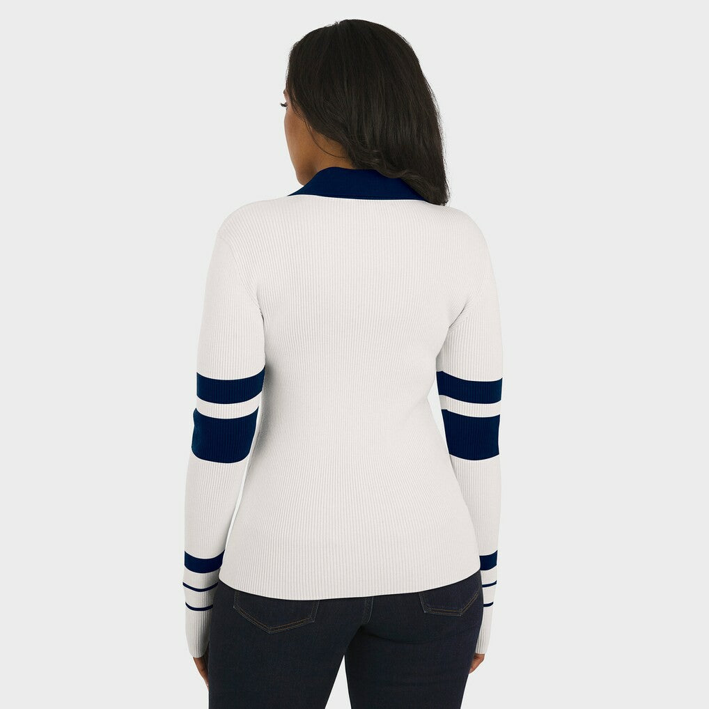 New England Patriots  WEAR by Erin Andrews Women's Ribbed Henley Polo Sweater