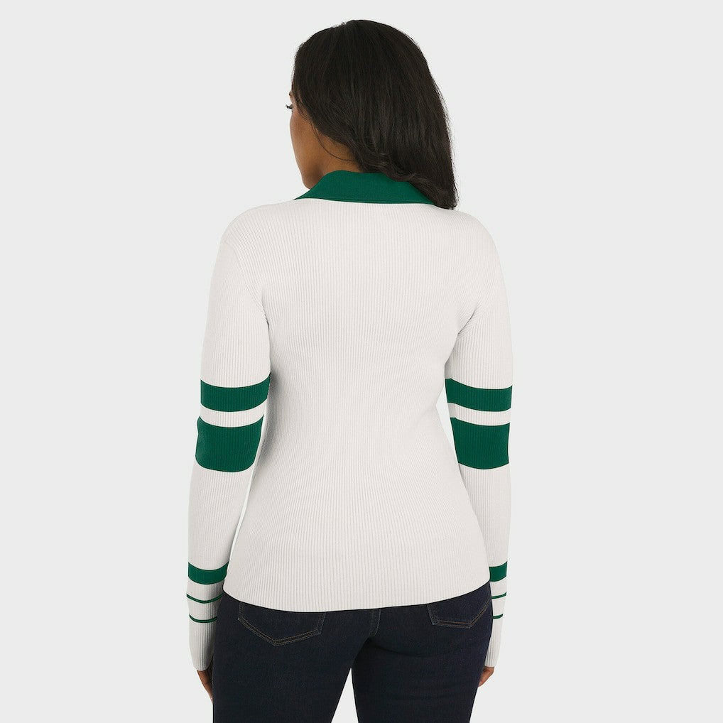 New York Jets  WEAR by Erin Andrews Women's Ribbed Henley Polo Sweater