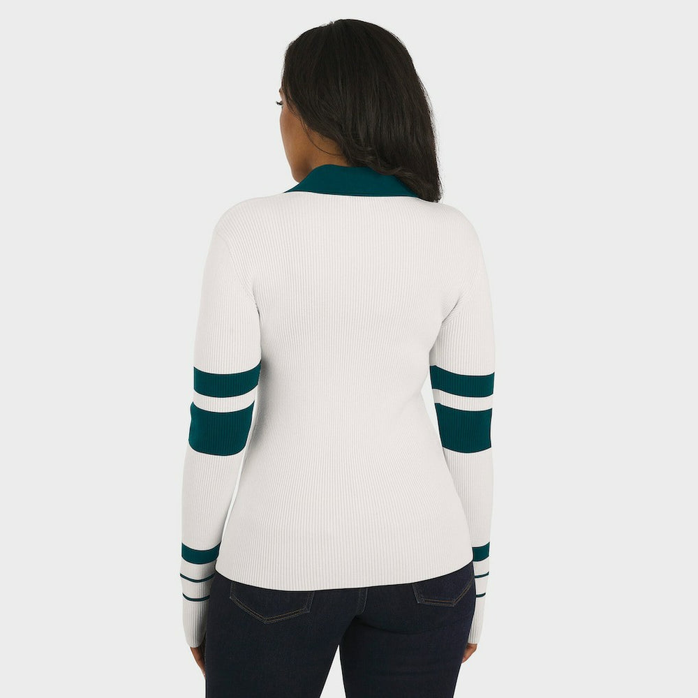 Philadelphia Eagles  WEAR by Erin Andrews Women's Ribbed Henley Polo Sweater