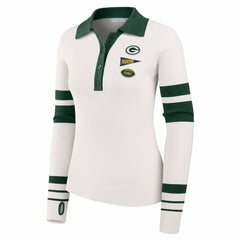 Green Bay Packers  WEAR by Erin Andrews Women's Ribbed Henley Polo Sweater