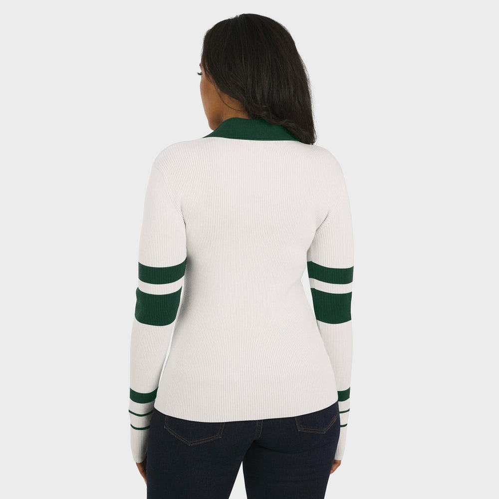 Green Bay Packers  WEAR by Erin Andrews Women's Ribbed Henley Polo Sweater