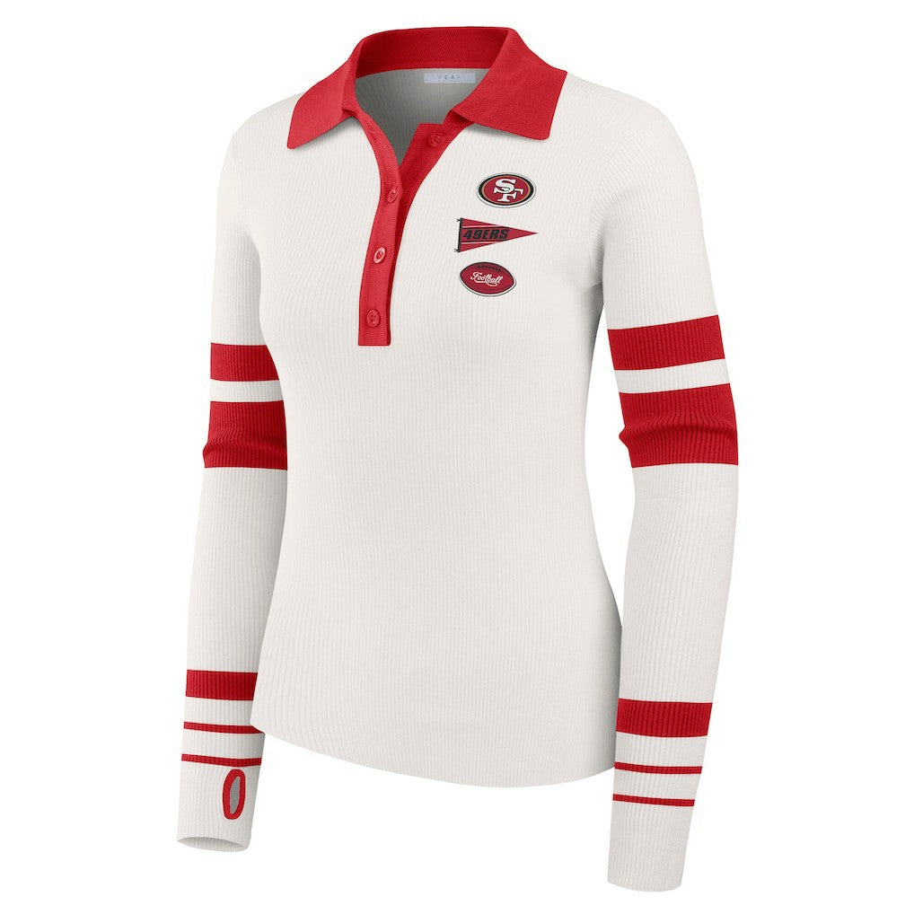 San Francisco 49ers  WEAR by Erin Andrews Women's Ribbed Henley Polo Sweater