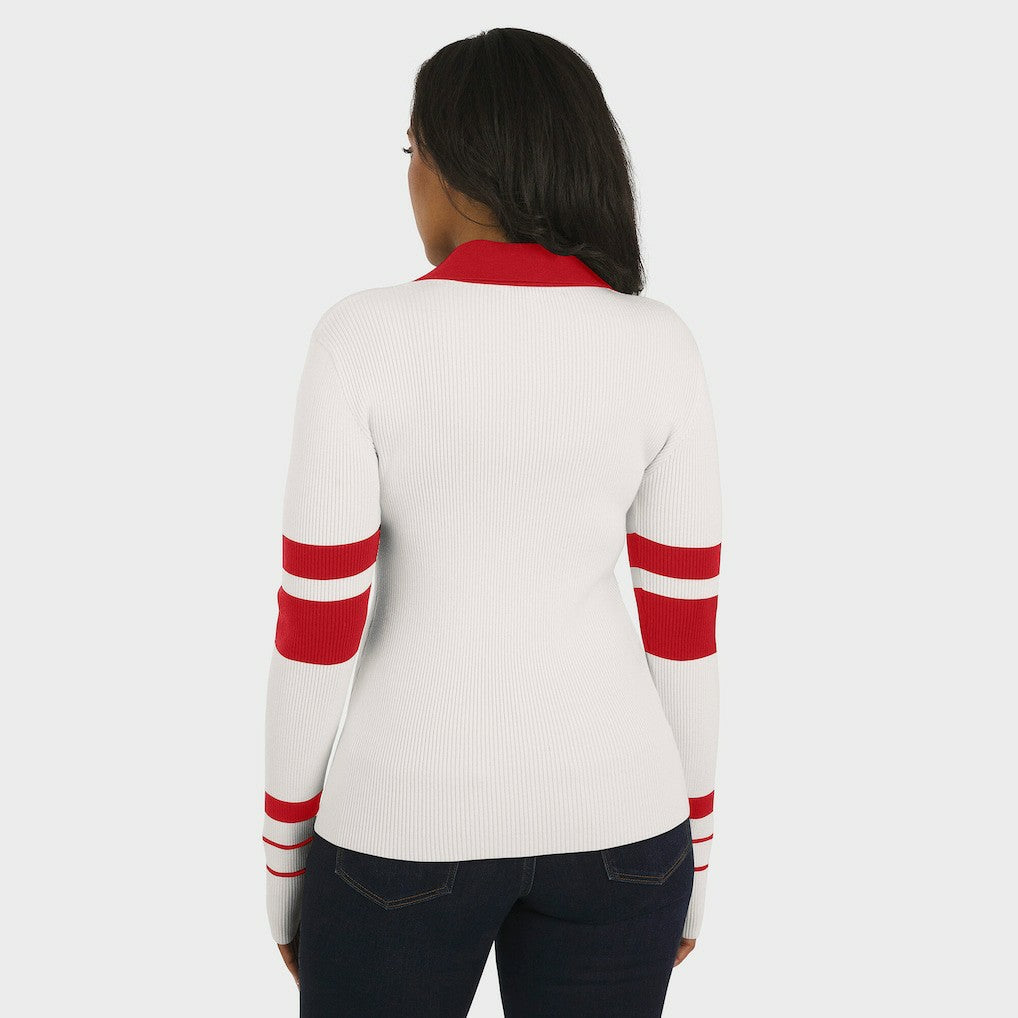 San Francisco 49ers  WEAR by Erin Andrews Women's Ribbed Henley Polo Sweater