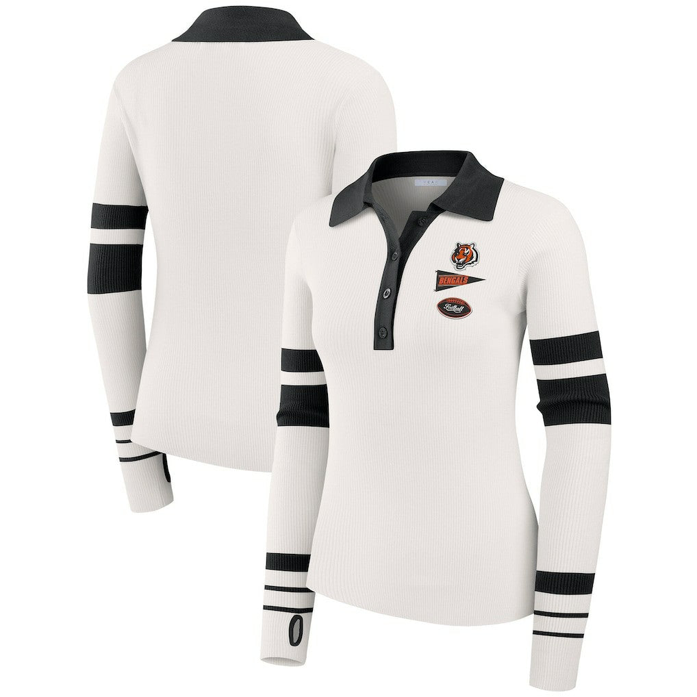 Cincinnati Bengals  WEAR by Erin Andrews Women's Ribbed Henley Polo Sweater
